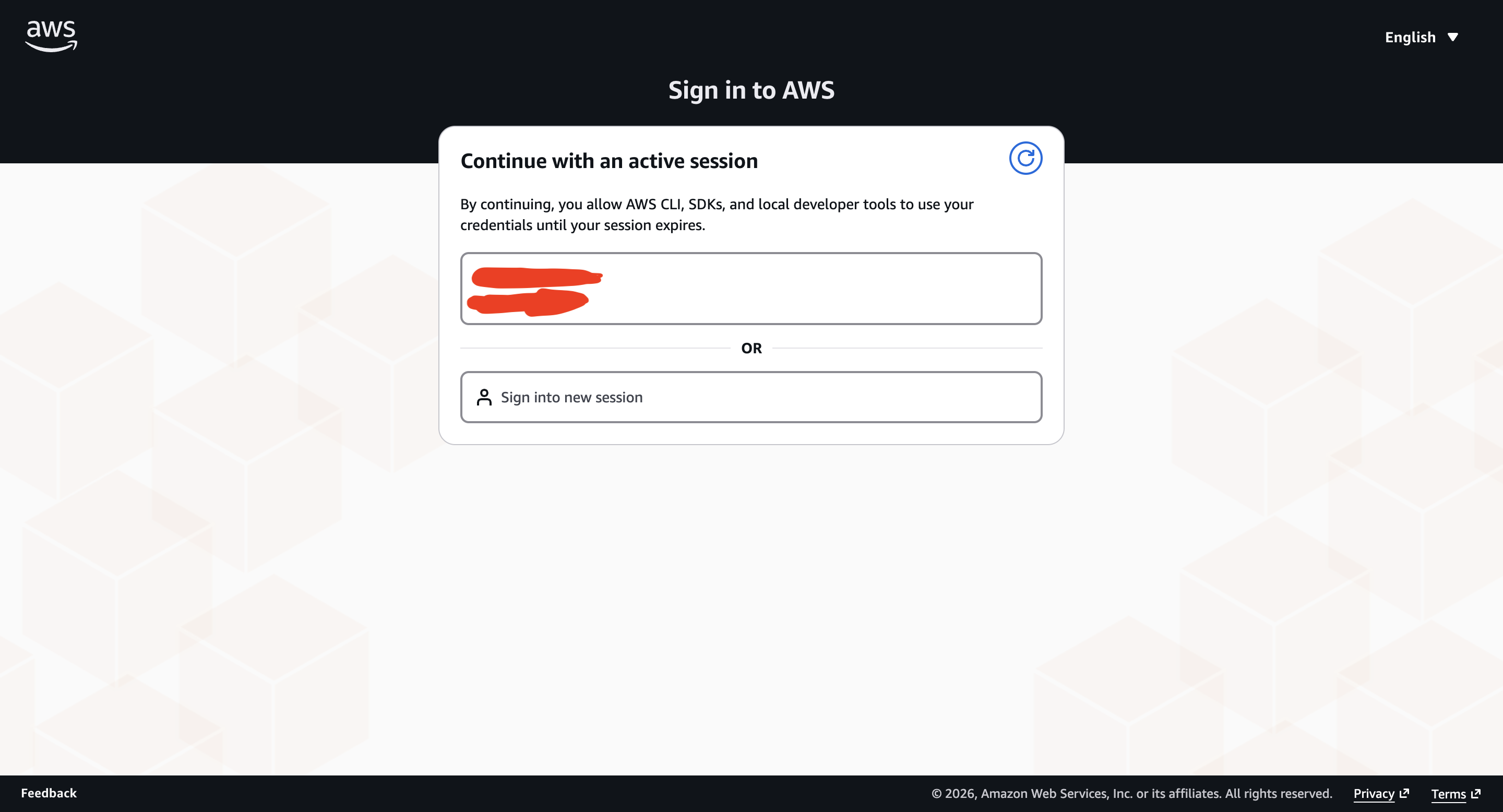 aws loginでAWSコンソールセッションを選択する画面